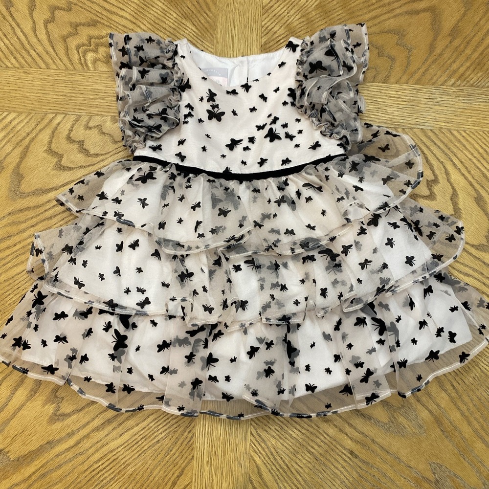 Pastourelle By Pippa & Julie 2T Girl Pale Pink & Black Butterfly Dress‎